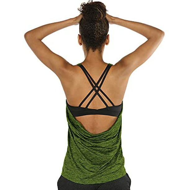 Tie Back Yoga Tops Gym Clothes Running Exercise Athletic T-Shirts icyzone Workout Shirts for Women 